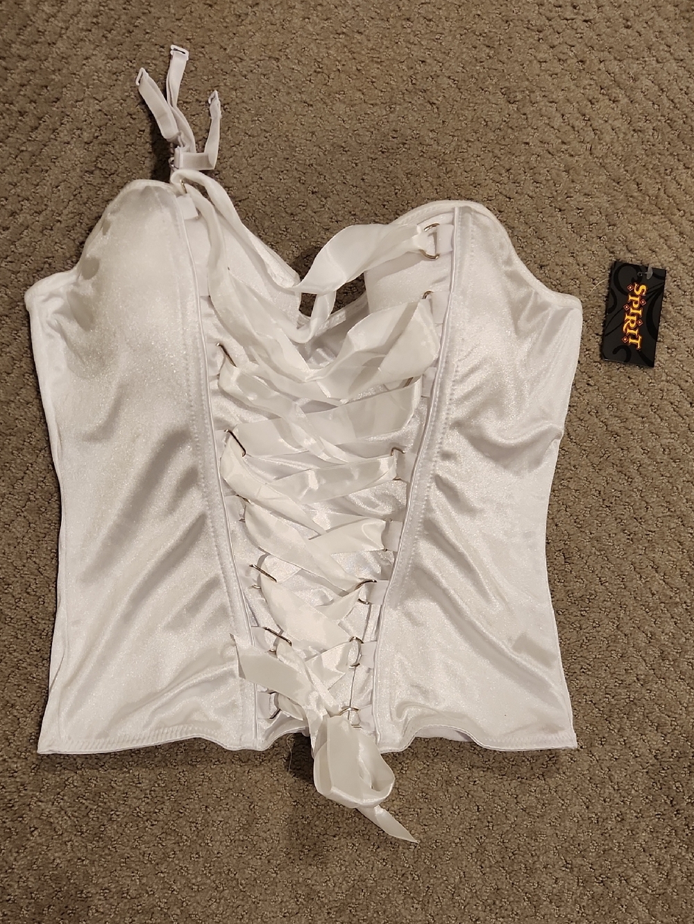 NEW* White Satin Lace-Up PLUS SIZE Corset Top. New With Tags* 1X